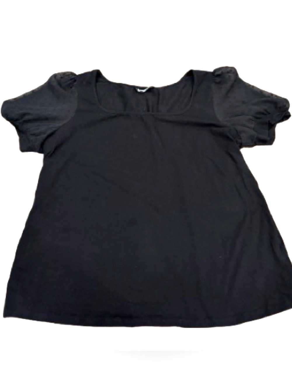 BloomChic Black Short Sleeve T Shirt with Puff Sleeves